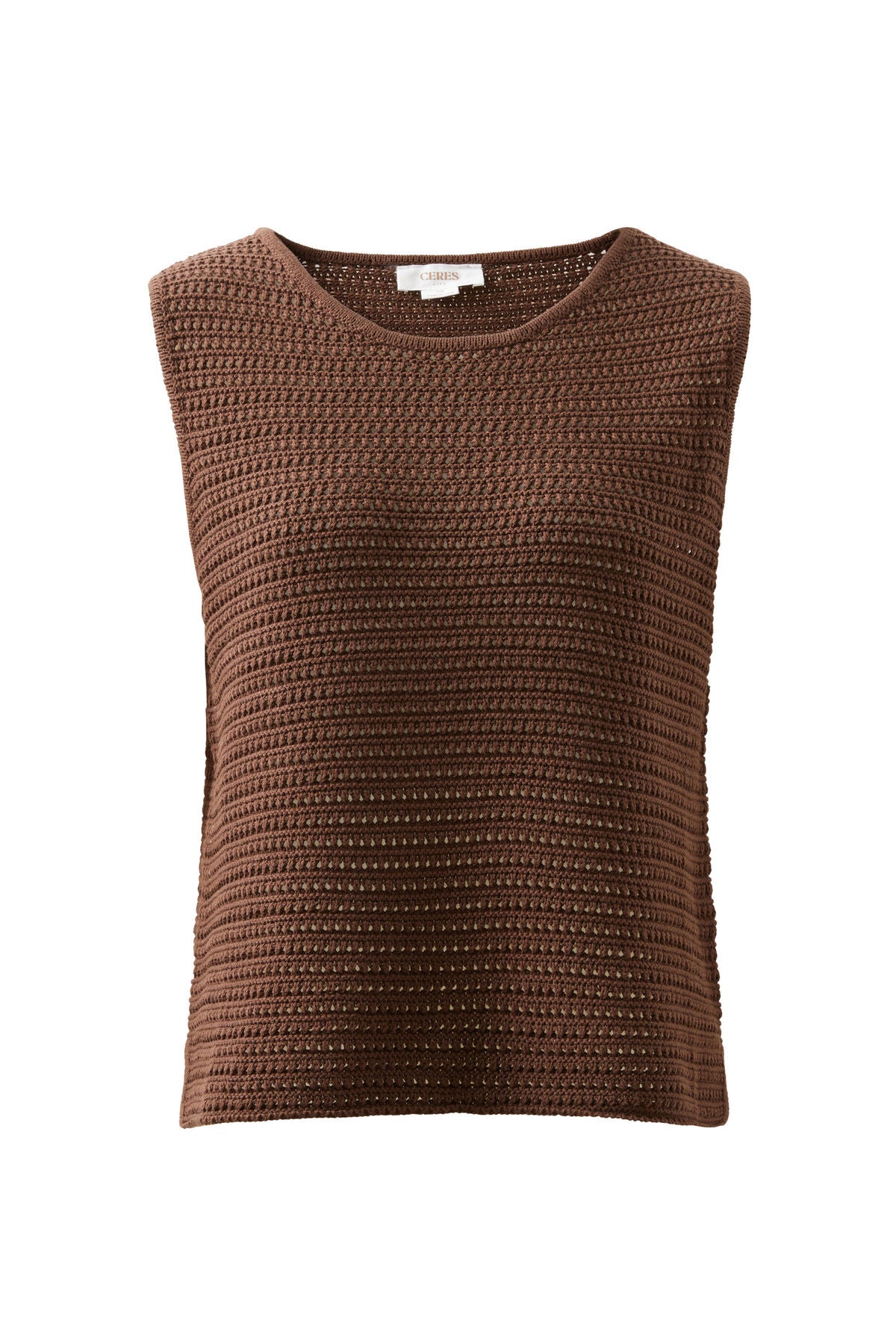 Margot Mesh Knit Tank - Chocolate