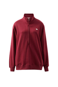 Lonny Oversized Half Zip Sweat - burgundy