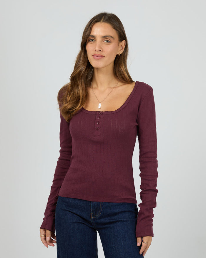 Tia Long Sleeve Top - Wine