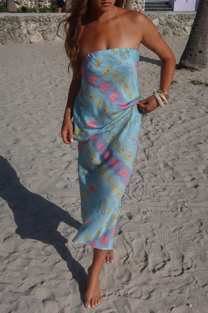 Aquarius Bias Maxi Skirt - Sky Blue