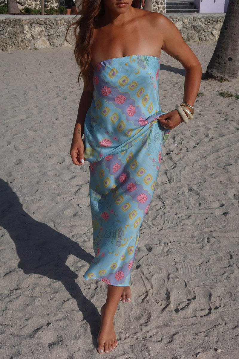 Aquarius Bias Maxi Skirt - Sky Blue