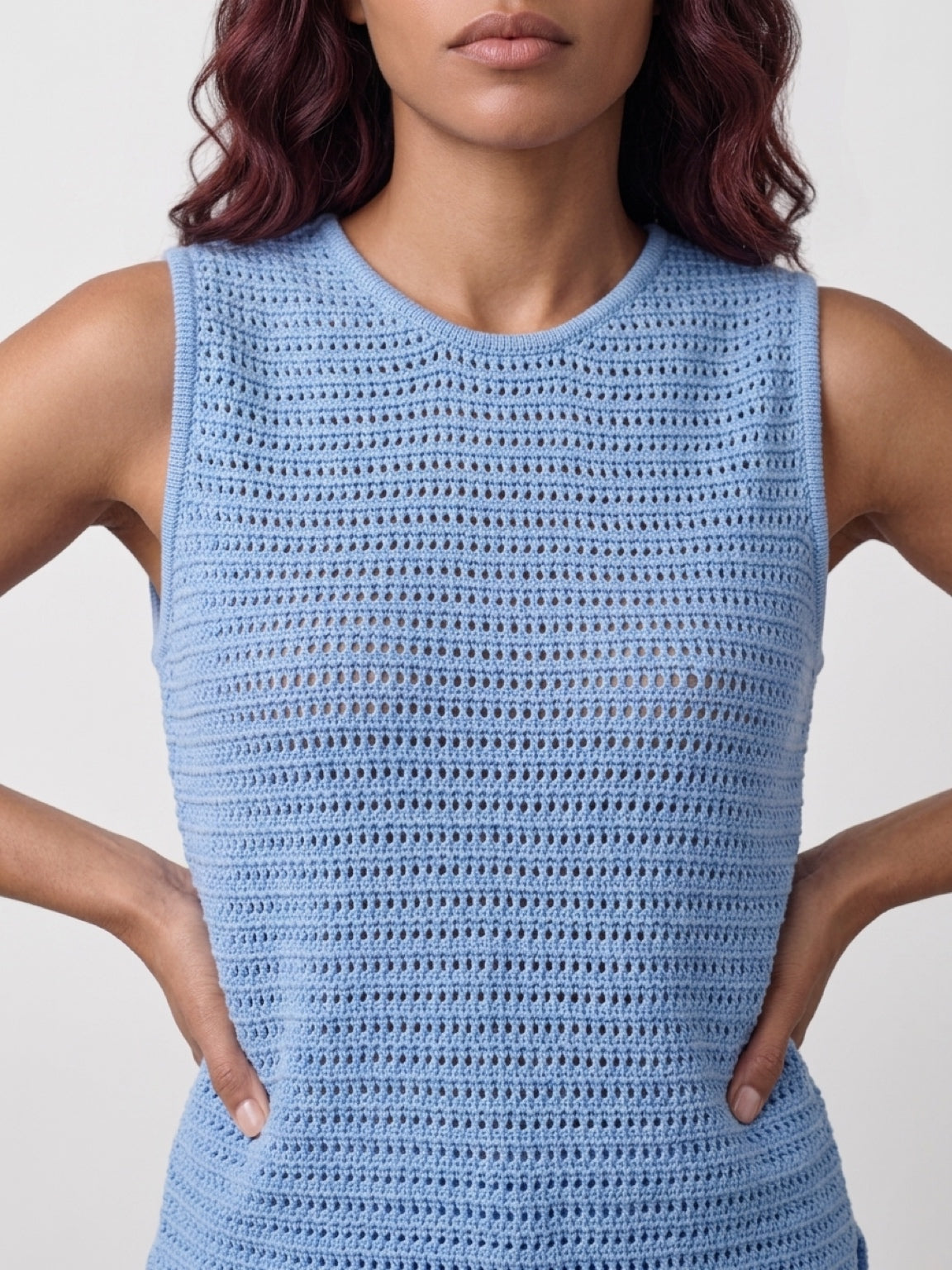 Ceres Life | Margot Mesh Knit Tank - Sky Blue
