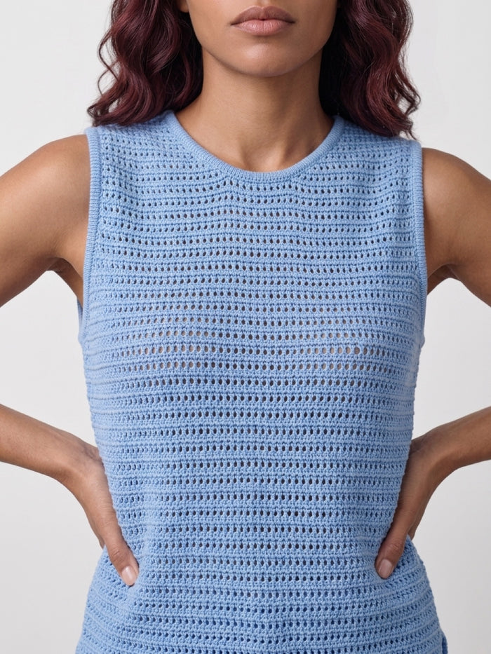 Ceres Life | Margot Mesh Knit Tank - Sky Blue