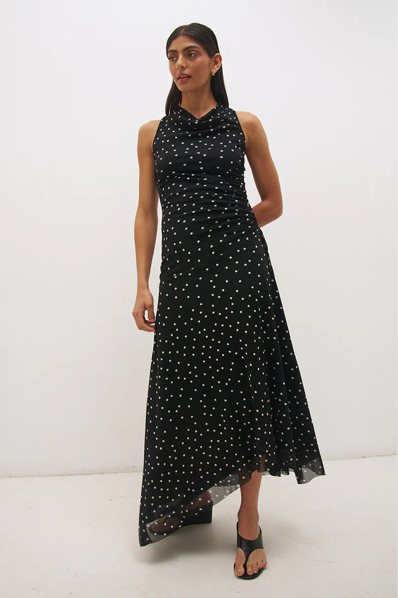 Vesper Spot Dress - Black Base Polka Dot