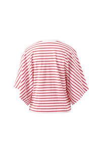 Lucy Relaxed Sleeve Tee - White/Heritage/Red Stripe