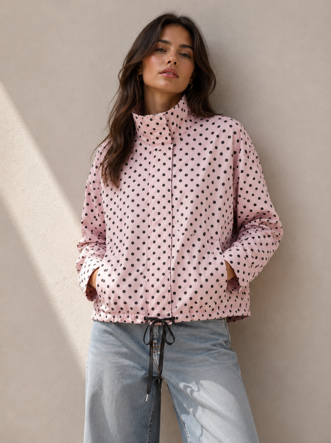 Polka Dot Spray Jacket - Pink