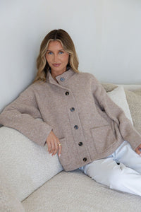 Funnel Neck Cardi – Warm Beige