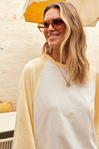 Rileigh Raglan Tee- Warm White/Butter