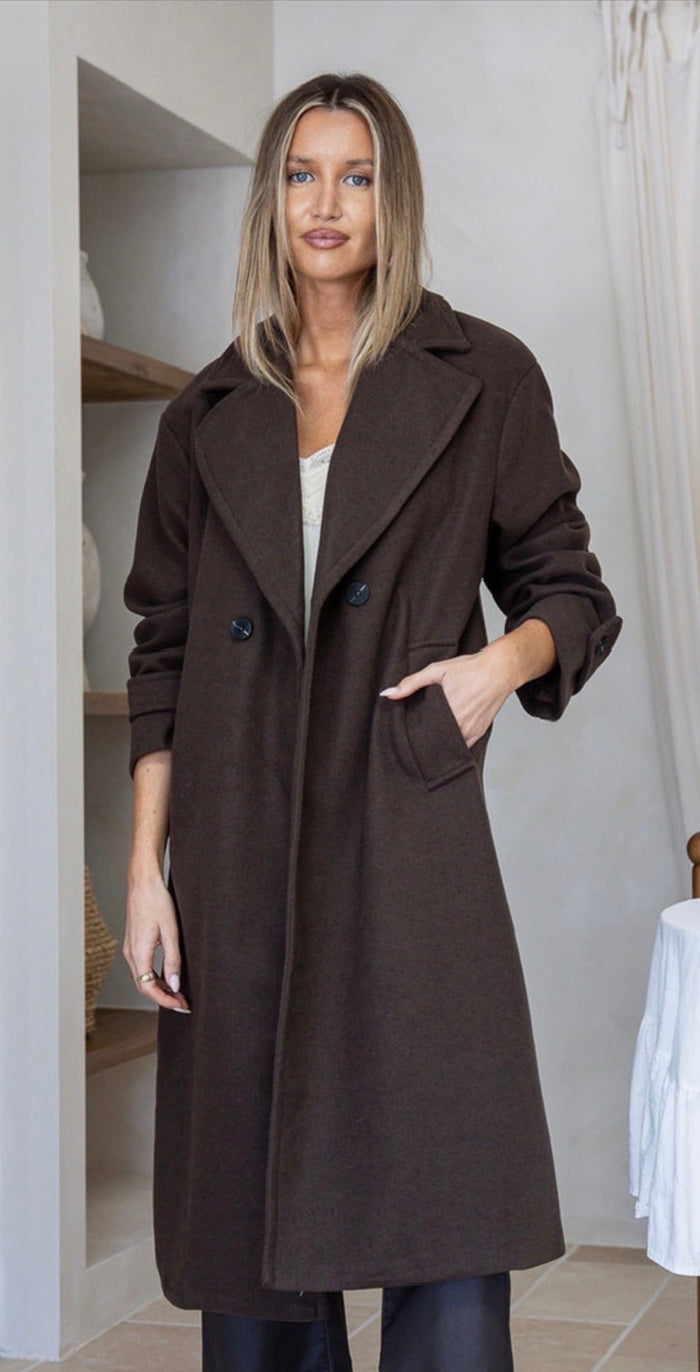 Chocolate Wool Blend Coat