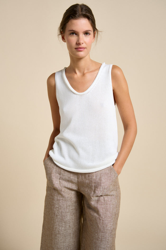 Scoop Neck Spring Tank - White