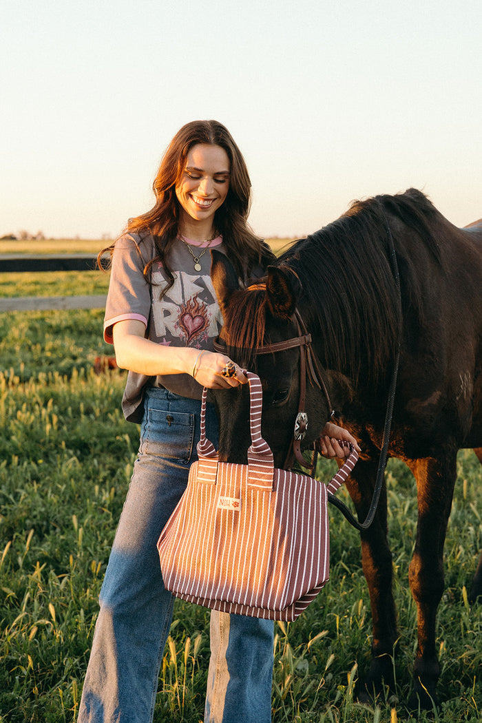 The Mallee Tote | Chocolate Cream Stripe