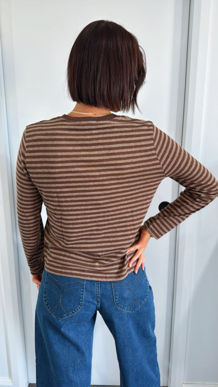 Athena Stripe L/S Basic - Chocolate Stripe
