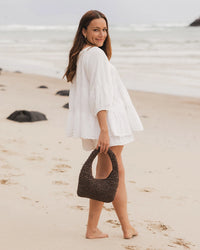 Nellie Shoulder Bag - Raffia Chocolate