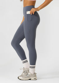 Amy No Ride Phone Pocket Full Length Leggings - Dark Powder Grey