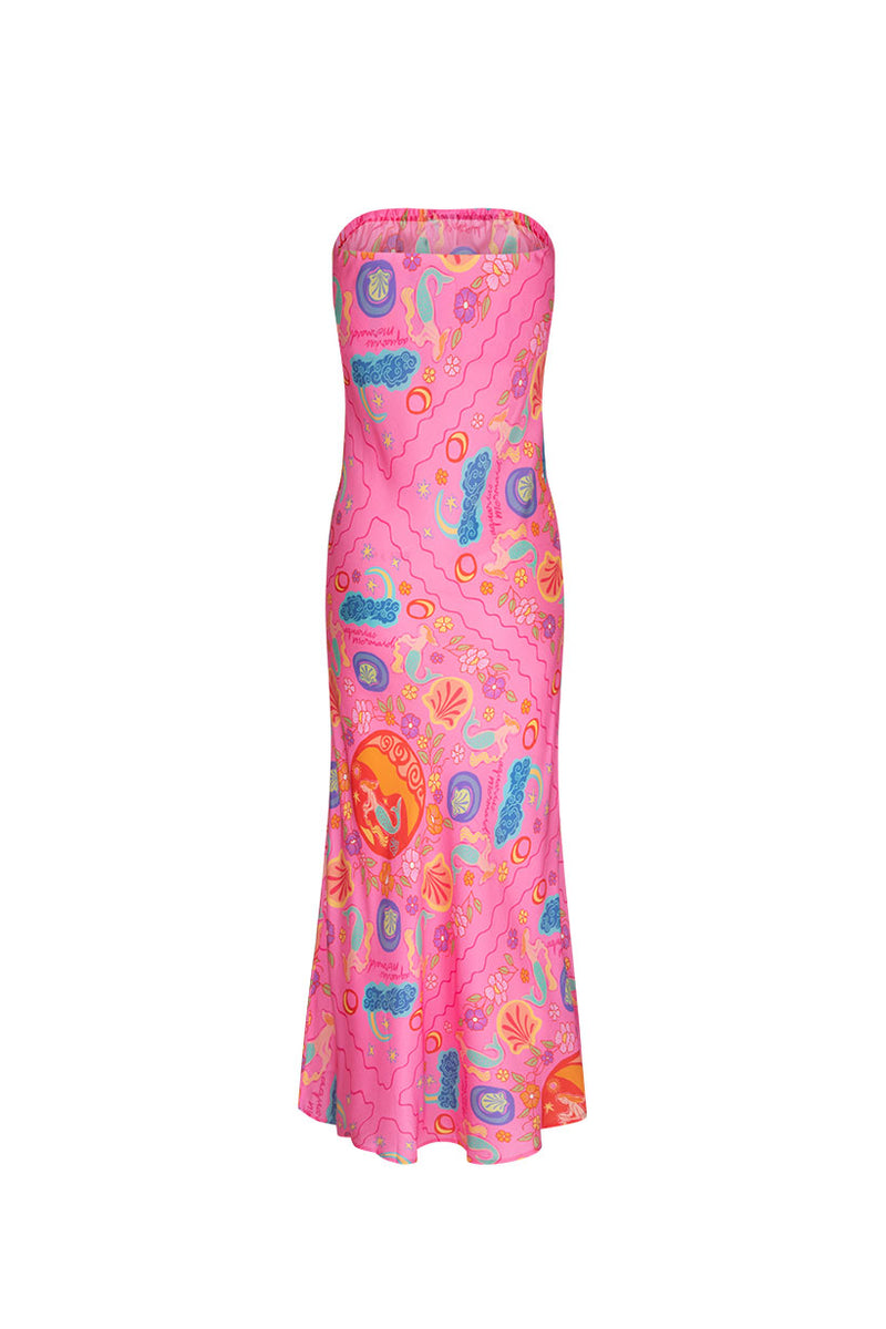 Aquarius Strapless Bias Dress - Cosmopolitan Pink