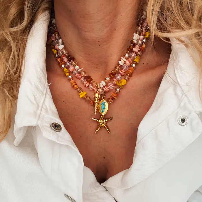 Multicolor Beaded Semiprecious Chips Necklace