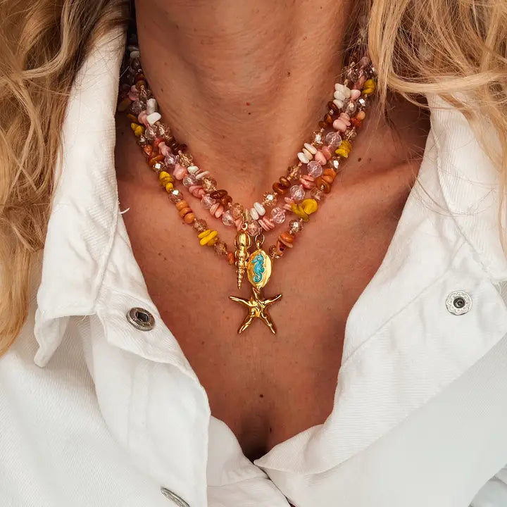 Multicolor Beaded Semiprecious Chips Necklace