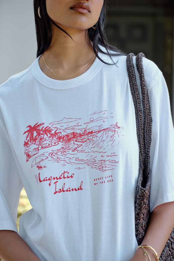 Macy Print Tee - White/Maggie Island