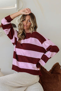 Brady Bunch Knit - Wine/Pink