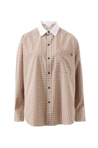 Peta Oversized Shirt - Toffee Check