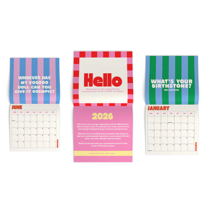 2026 Bad on Paper Calendar (Square) 21cm x 21cm