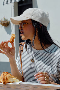 Stevie Slouchy Tee - Milk/phantom fine stripe