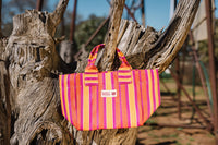 The Sunchaser Mini Tote | Pink Orange Purple Stripe