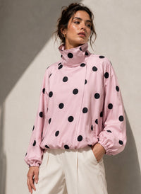 Funnel Press Stud Polka Dot Jacket – Pink/Black