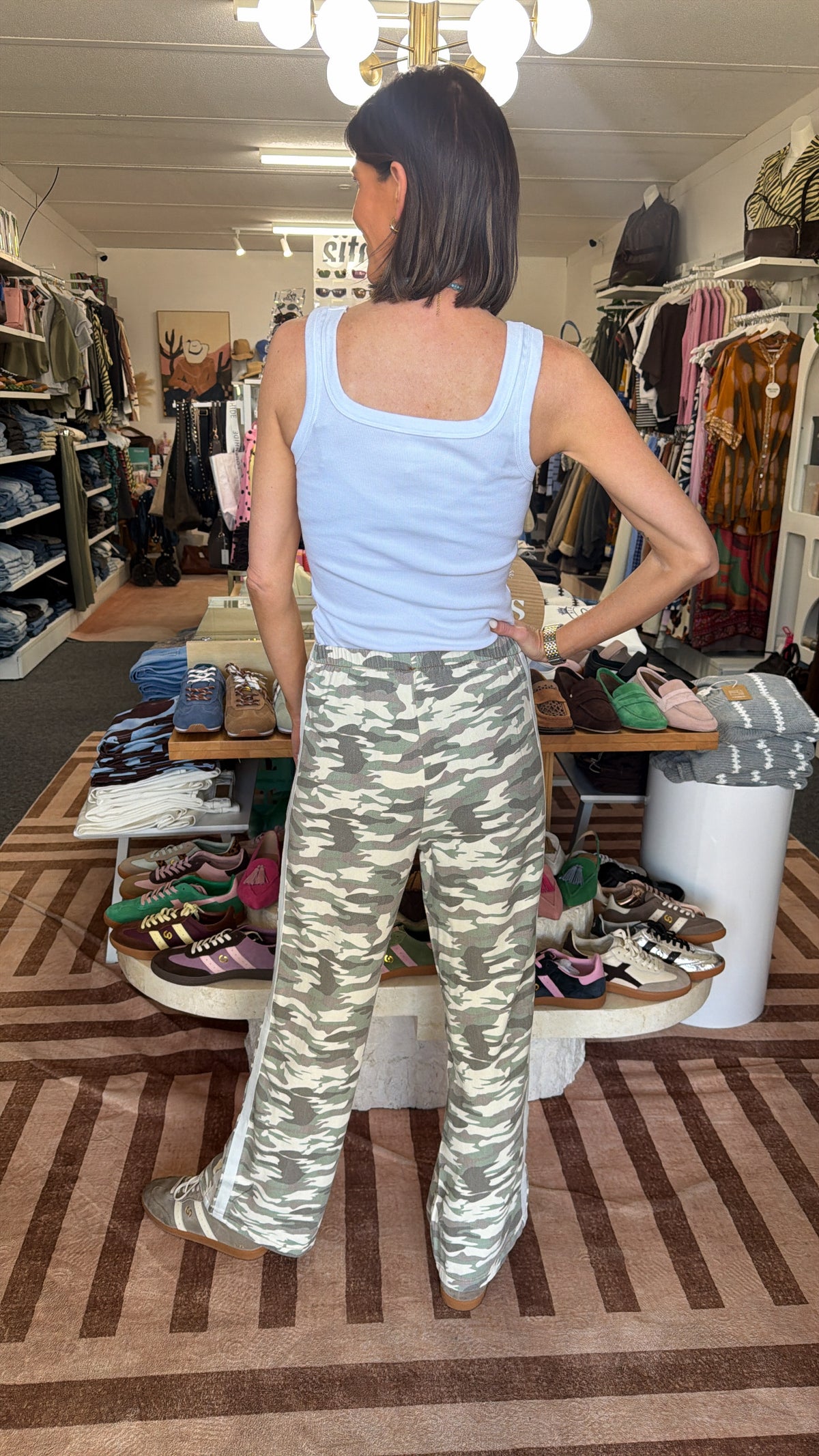 Camo Pants with White Racer Stripe