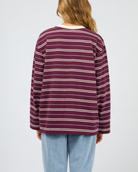 Stripe Long Sleeve Tee - Cherry