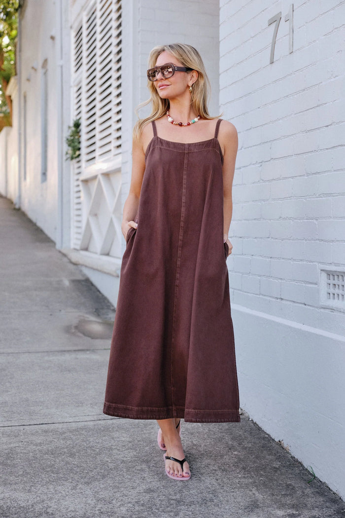 Remy Strappy Midi Dress - Chocolate