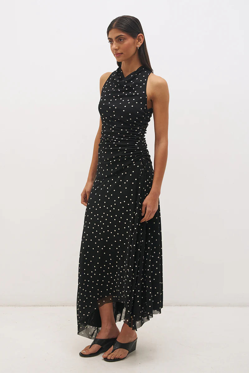 Vesper Spot Dress - Black Base Polka Dot