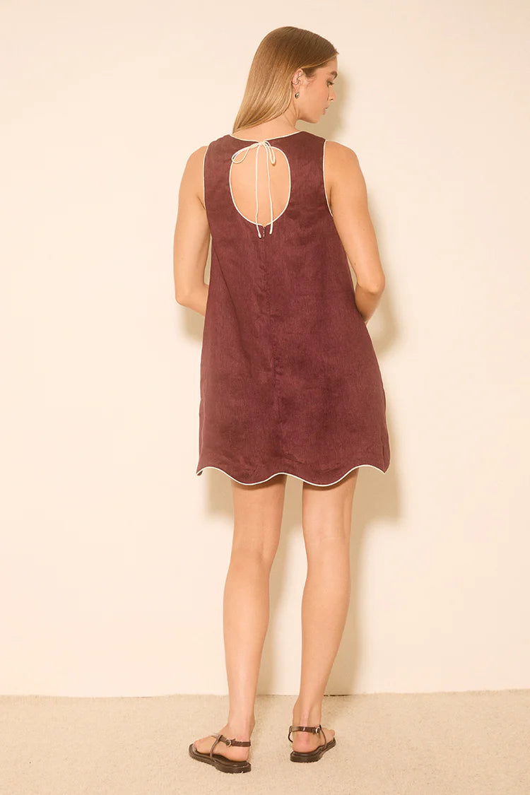 Aleria Mini Dress Plum Contrast Bind