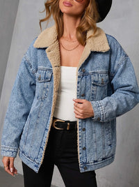 Fur Lined Boyfriend Denim Jacket