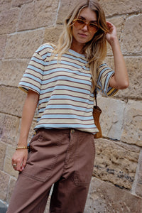 Stevie Slouchy Tee - New Butter Brunette Stripe