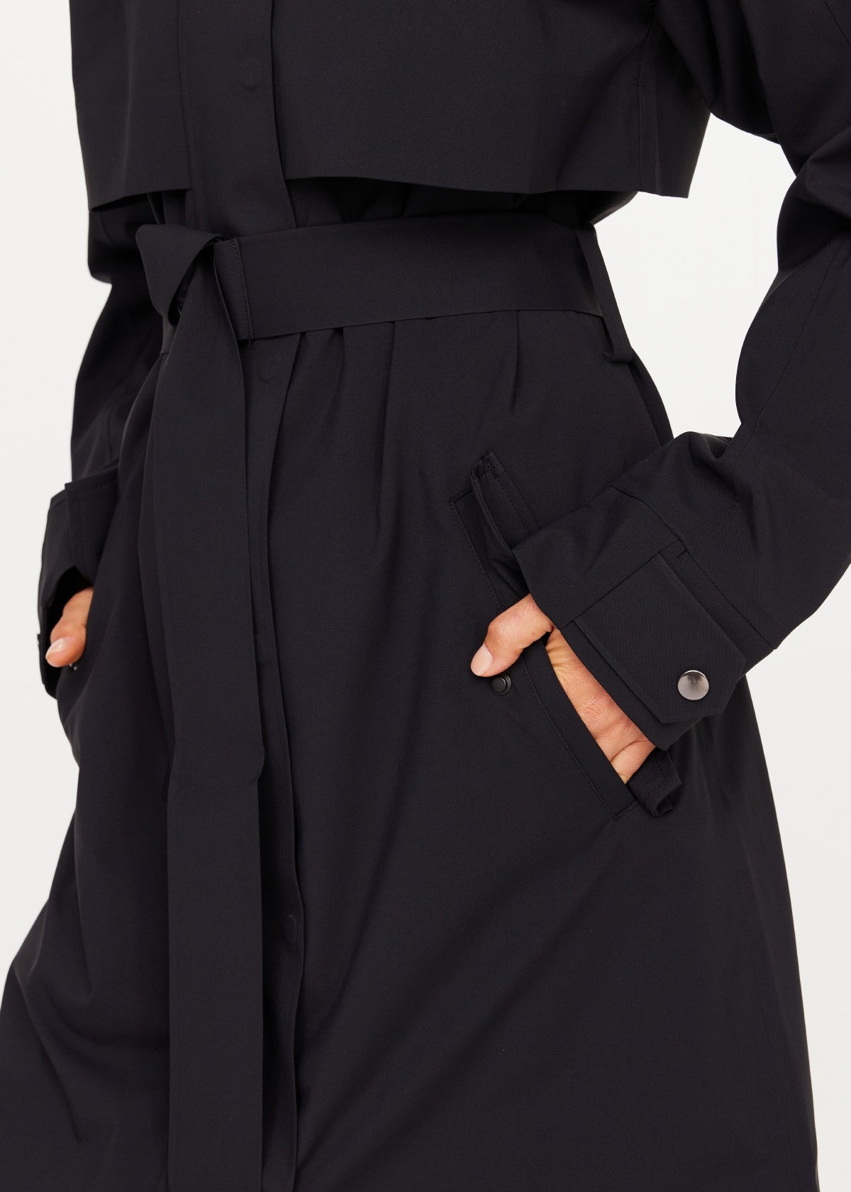 James Hooded Trench Coat - Black