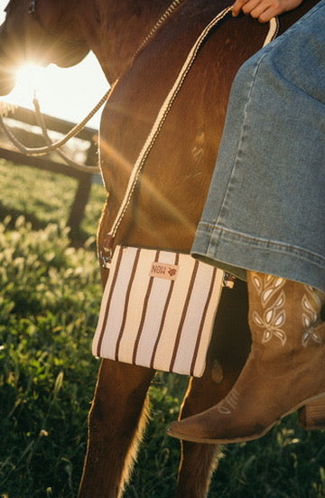 The Runaway Bag | Cream Butter Burgundy Stripe