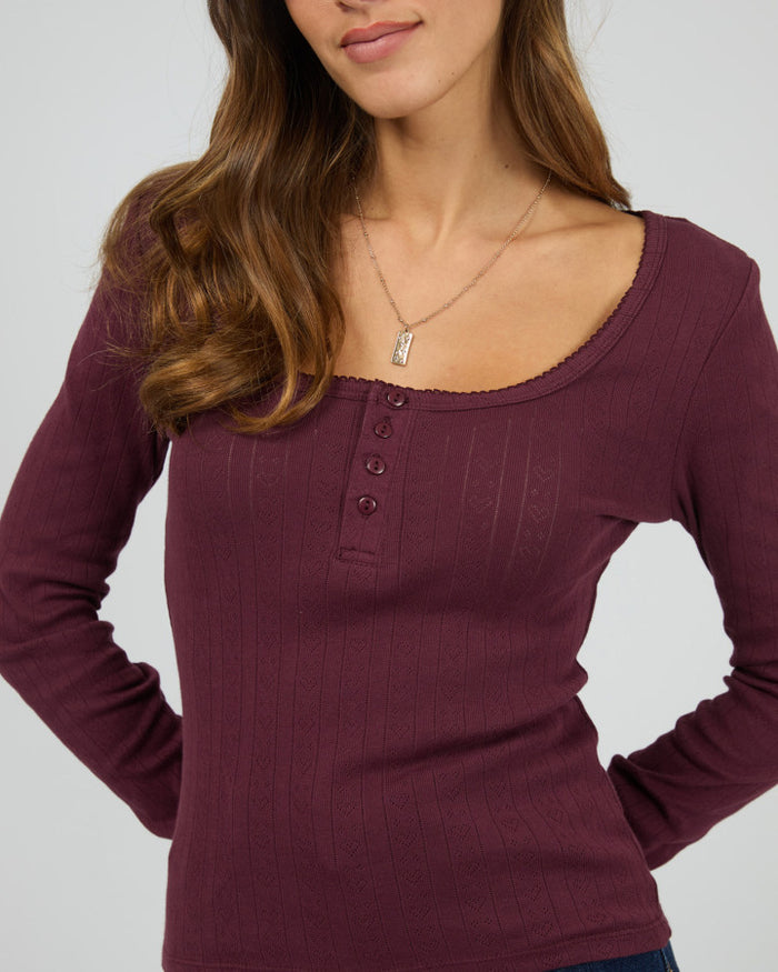 Tia Long Sleeve Top - Wine