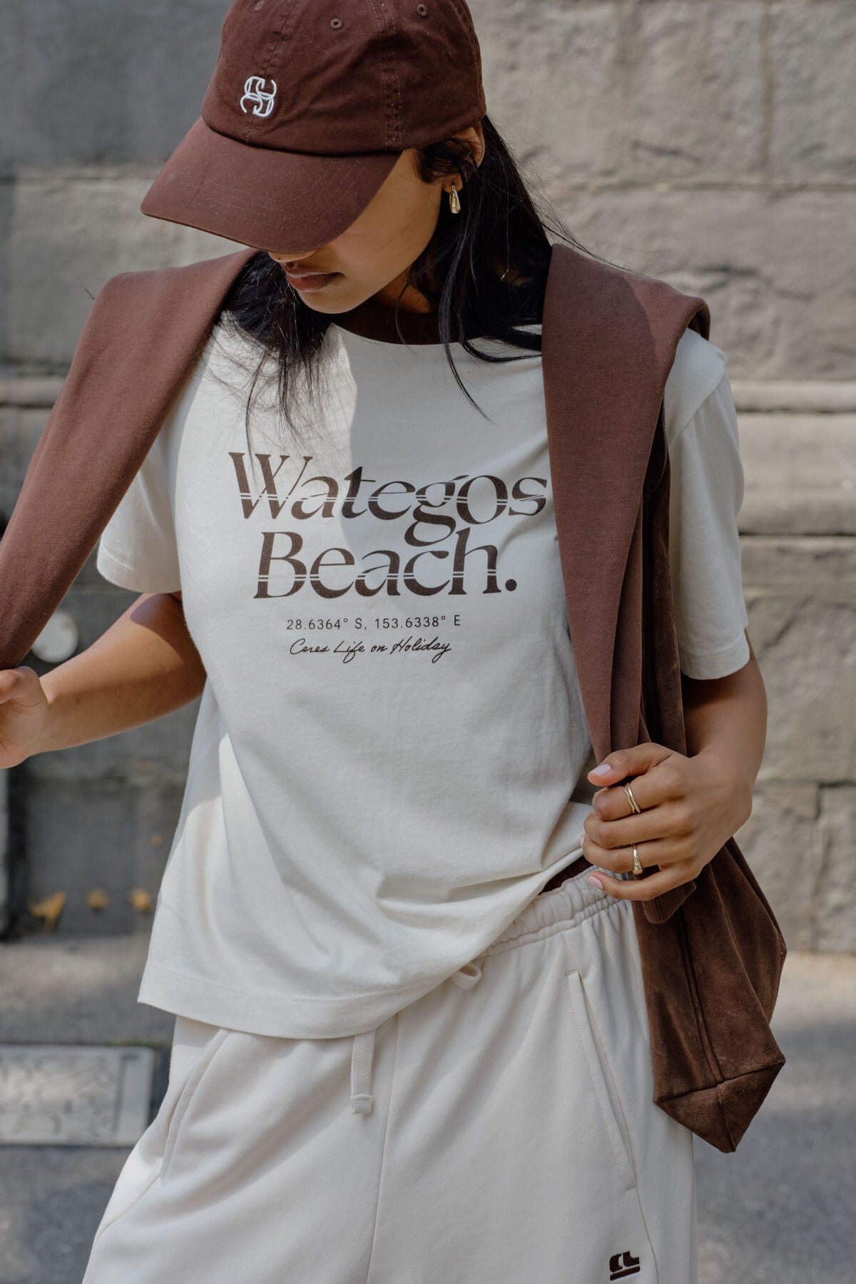 Stevie Slouchy Tee - Buff/Wategos Beach