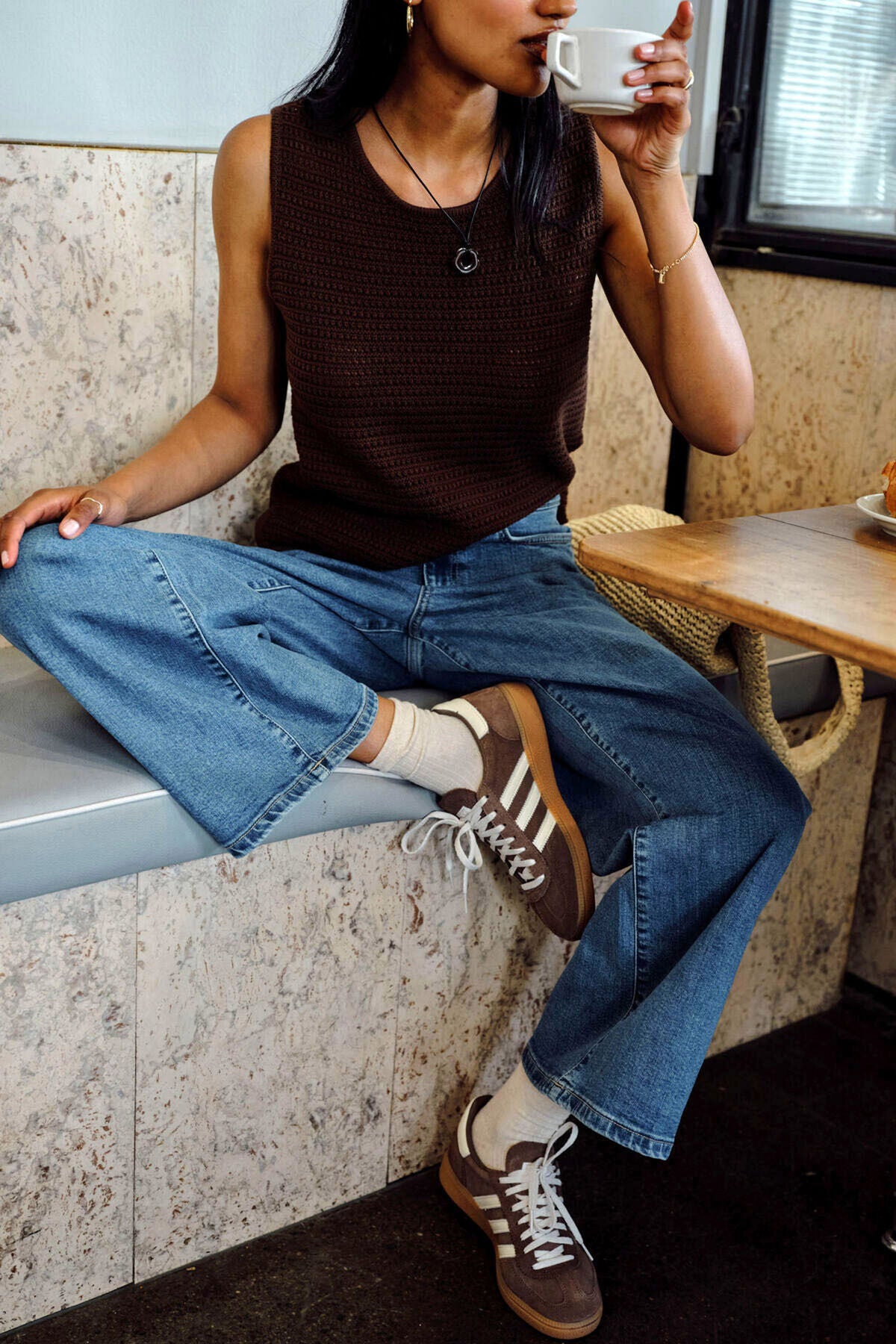 Margot Mesh Knit Tank - Chocolate