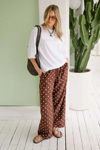 Resort Pant - Choc Polka Dot