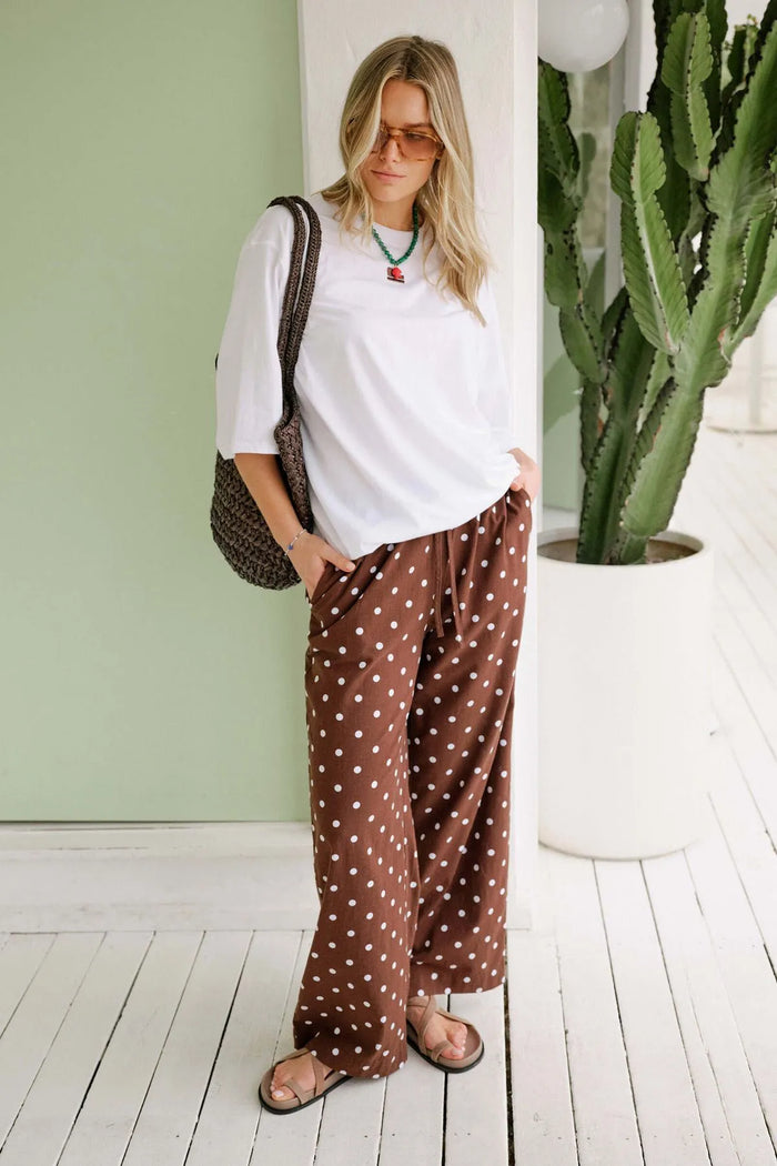Resort Pant - Choc Polka Dot