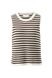 Maddy Mesh Knit Tank - Brunette Stripe