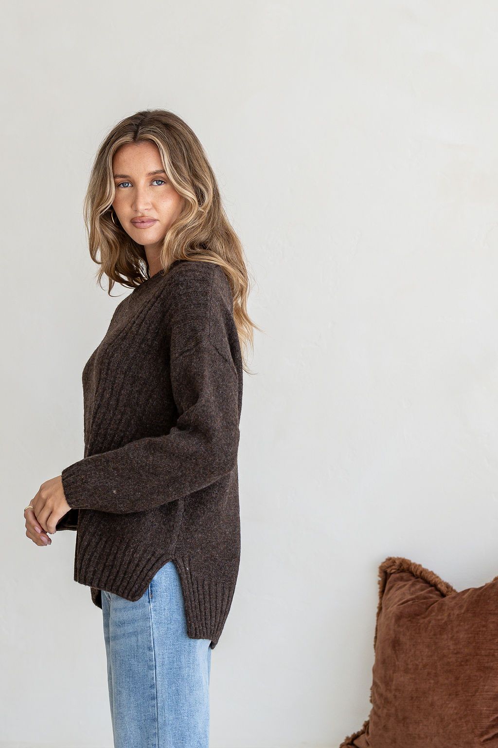 Oslo Rib Detail Knit - Chocolate