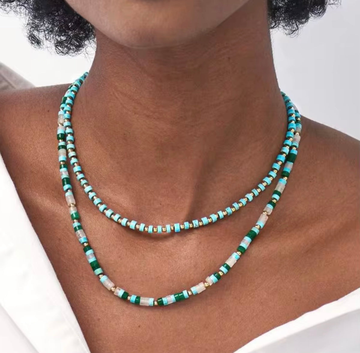 Coastal Stone Beaded Necklace