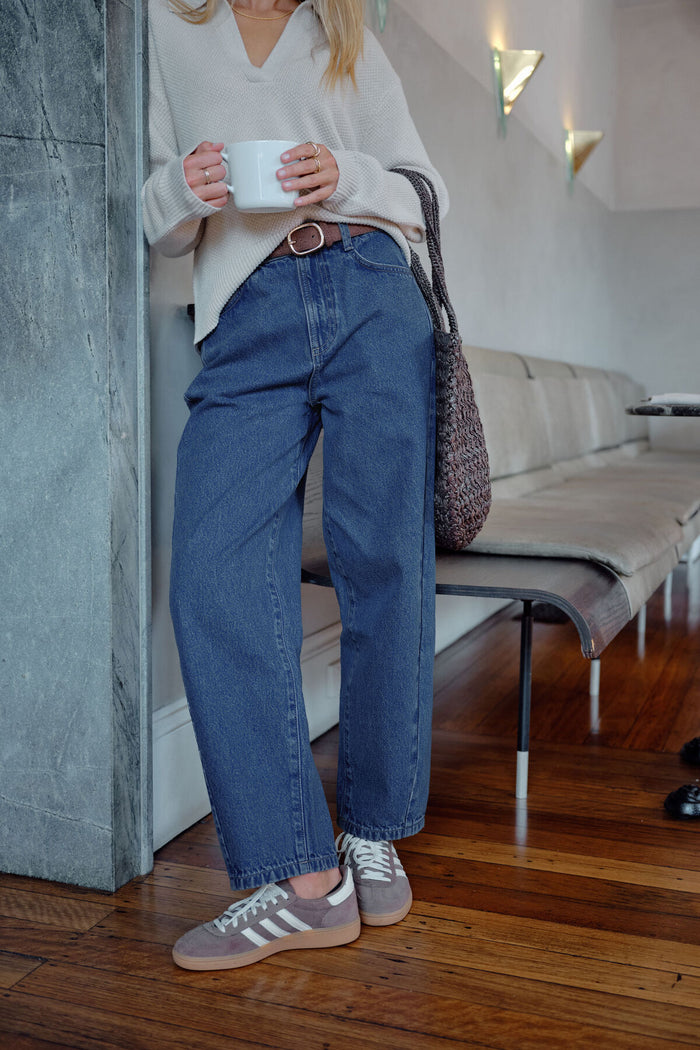 Leah Tapered Barrel Jean - Fresh Indigo
