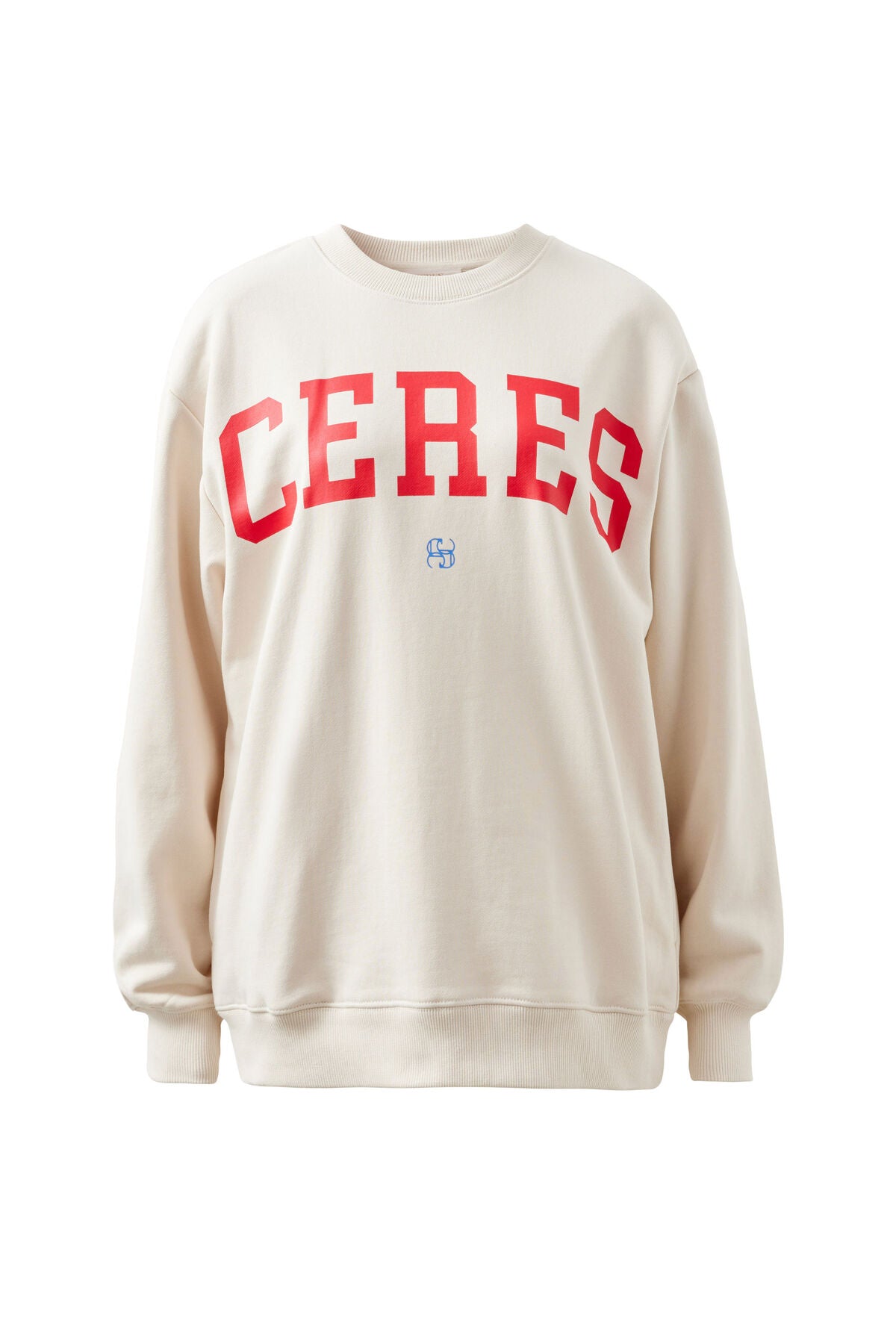 Isla Oversized Slouch - Buff Fiery Red Heritage Logo