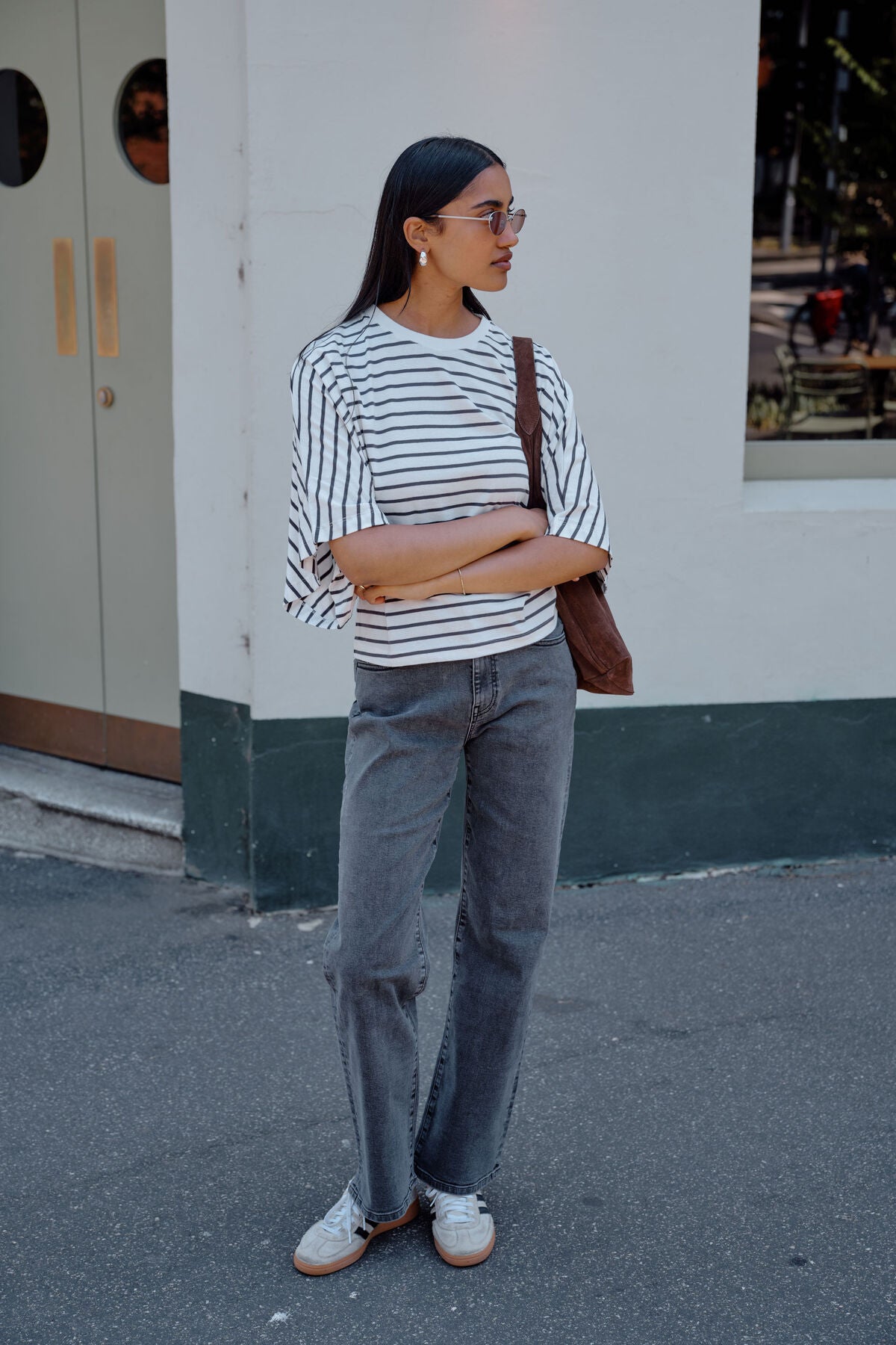 Lucy Relaxed Sleeve Tee - Vanilla/Phantom Stripe