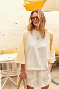 Rileigh Raglan Tee- Warm White/Butter