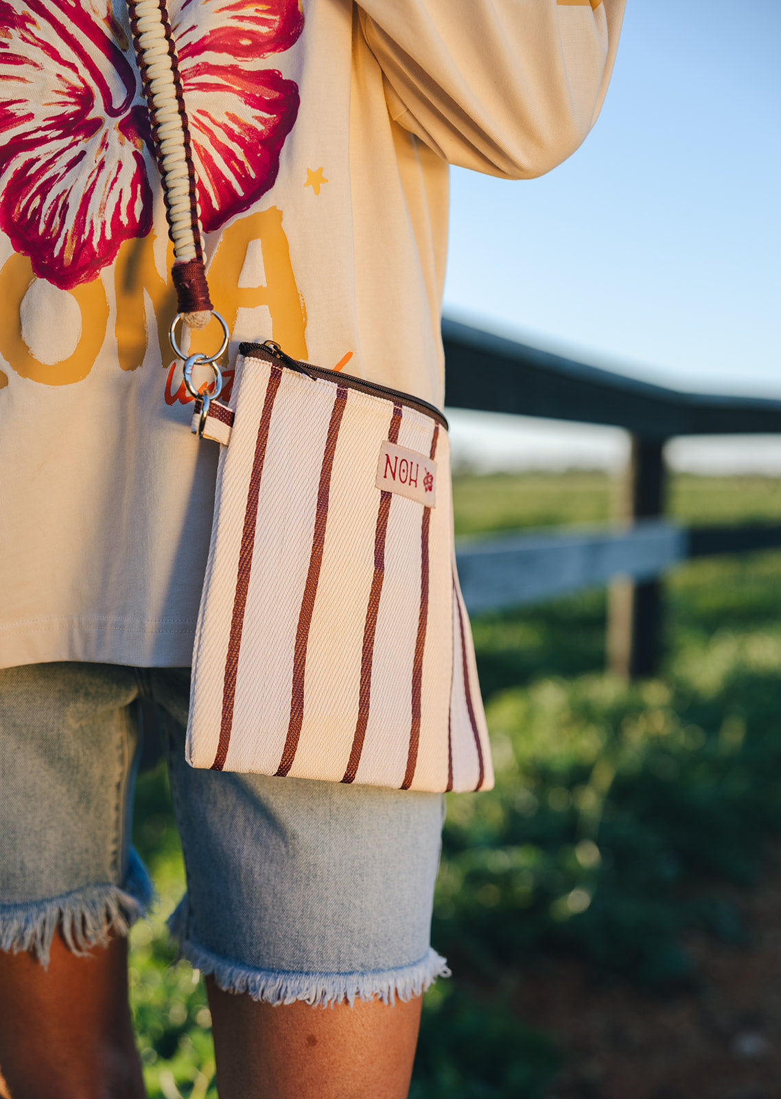 The Runaway Bag | Cream Butter Burgundy Stripe